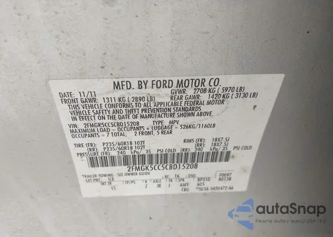 2012 Ford Flex Sel z USA, uszkodzony, nr VIN 2FMGK5CC5CBD15208